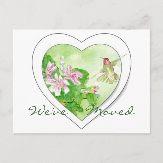 Hummingbird新しいアドレス、新しいホームポストカード 案内ポストカード (正面)