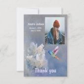 Hummingbird白感謝していい花がありがとう サンキューカード (正面)