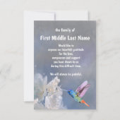 Hummingbird白感謝していい花がありがとう サンキューカード (裏面)