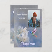 Hummingbird白感謝していい花がありがとう サンキューカード (正面/裏面)