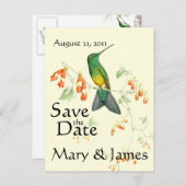 Hummingbird鳥の花のフローラ保存日 案内ポストカード (正面/裏面)