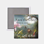 Hummingbird鳥の花フローラ保存日 マグネット (正面/裏面)