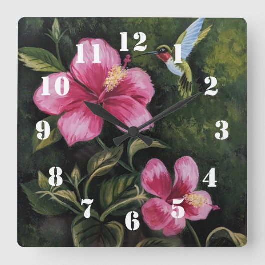 Hummingbird スクエア壁時計 (正面)