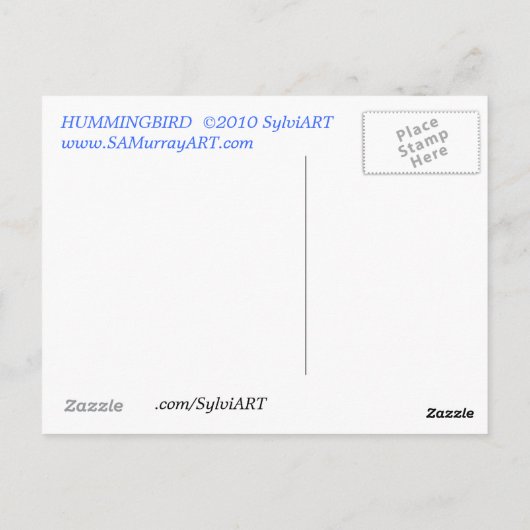 HUMMINGBIRD ©2010 SylviART™ ポストカード (裏面)