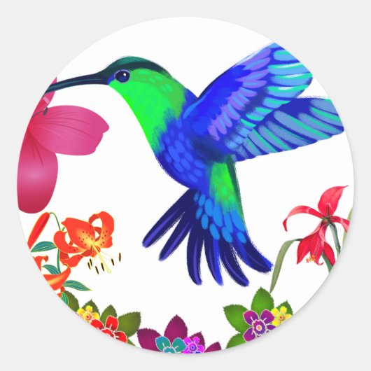 Hummingbird Amidst Nature's美しい,セレナーデウィングス ラウンドシール (正面)