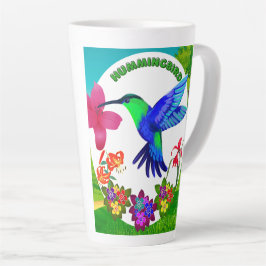 Hummingbird Amidst Nature's美しい、Serenade Wings カフェラテマグ