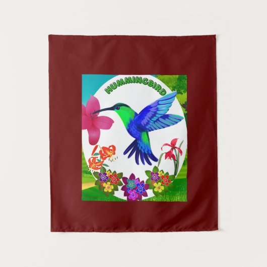 Hummingbird Amidst Nature's美しい、Serenade Wings タペストリー (正面)