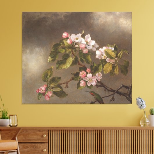 Hummingbird and Apple Blossoms キャンバスプリント (インサイチュ (リビング))