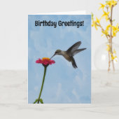 Hummingbird and Flower Art Cute Birthday Card カード (黄色い花)