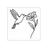 Hummingbird and Flower – Minimalist Black Line Art ラバースタンプ (インプリント)