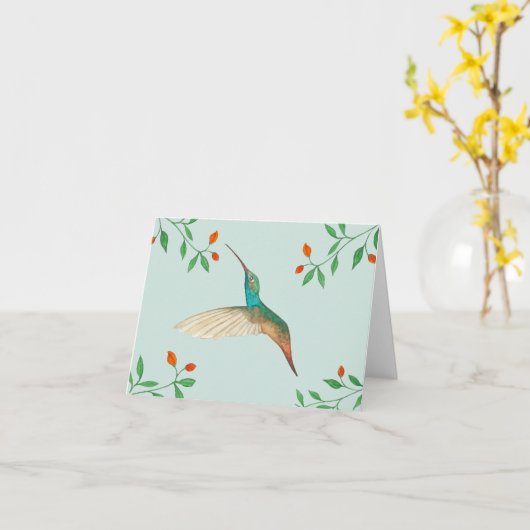 Hummingbird and Flowers カード (黄色い花)