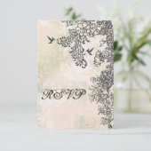 Hummingbird and Flowers Wedding RSVPカード (スタンド正面)