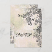 Hummingbird and Flowers Wedding RSVPカード (正面/裏面)