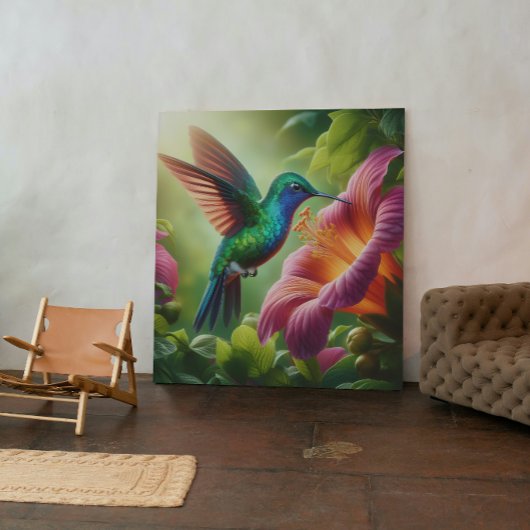 Hummingbird and hibiscus キャンバスプリント