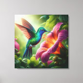 Hummingbird and hibiscus キャンバスプリント (正面)