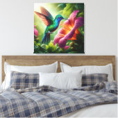 Hummingbird and hibiscus キャンバスプリント (インサイチュ (寝室))