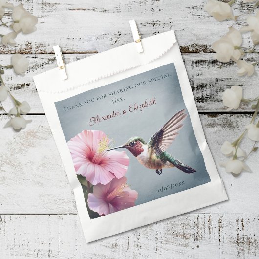 Hummingbird and Hibiscus | Blue Wedding フェイバーバッグ