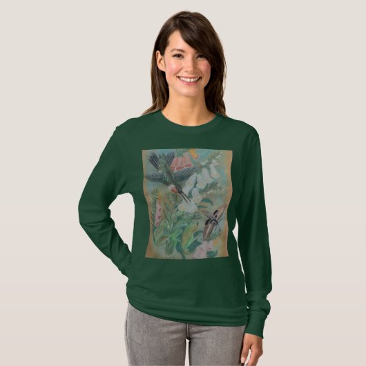 Hummingbird and Moth long sleeved t-shirt Tシャツ (正面フル)