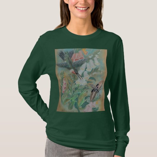 Hummingbird and Moth long sleeved t-shirt Tシャツ (正面)