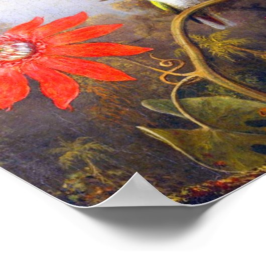 Hummingbird and Passiflora by Martin Johnson Heade ポスター (角)