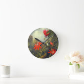 Hummingbird and Passionflowers painting ラウンド壁時計 (ホーム)