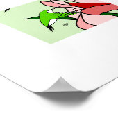 Hummingbird and PInk Flowers Stylized Art Poster ポスター (角)