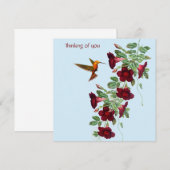 Hummingbird and Red Flowers ノートカード (正面/裏面)