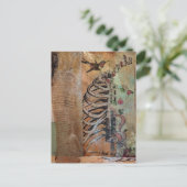 Hummingbird and ribcage secret mixed media collage ポストカード (スタンド正面)