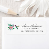 Hummingbird and Wild Rose Return Address Label ラベル (インサイチュ)