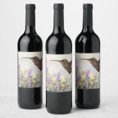 Hummingbird and Wildflowers Digital Art  ワインラベル (ボトル)