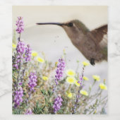 Hummingbird and Wildflowers Digital Art  ワインラベル (シングルラベル)