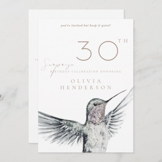 Hummingbird ANY Surprise Birthday Invitation 招待状 (正面/裏面)