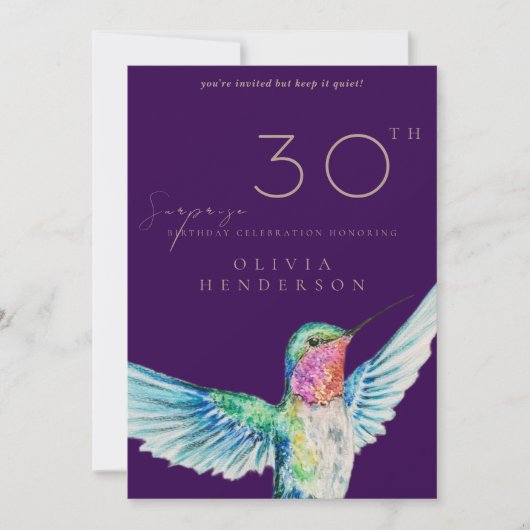 Hummingbird ANY Surprise Birthday Invitation 招待状 (正面)