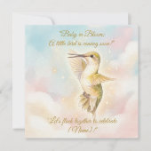 Hummingbird Baby Shower Invitation | Pastel Sky 招待状 (正面)