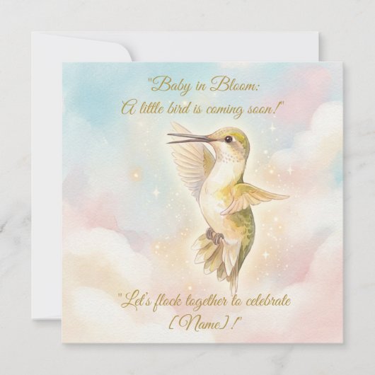 Hummingbird Baby Shower Invitation | Pastel Sky 招待状 (正面)