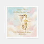 Hummingbird Baby Shower Napkins | Pastel Sky Sky スタンダードカクテルナプキン (正面)
