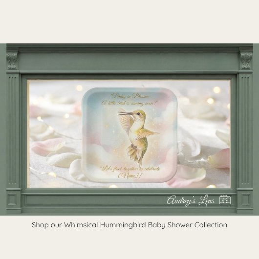 Hummingbird Baby Shower Plates | Nature Theme ペーパープレート