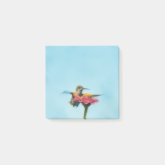 Hummingbird Bird Art Nature Post It Note Pad ポストイット (正面)