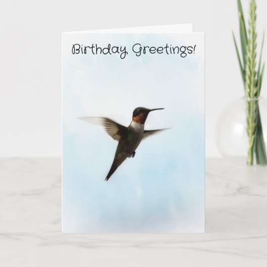 Hummingbird Bird Lover Birthday Card カード (正面)