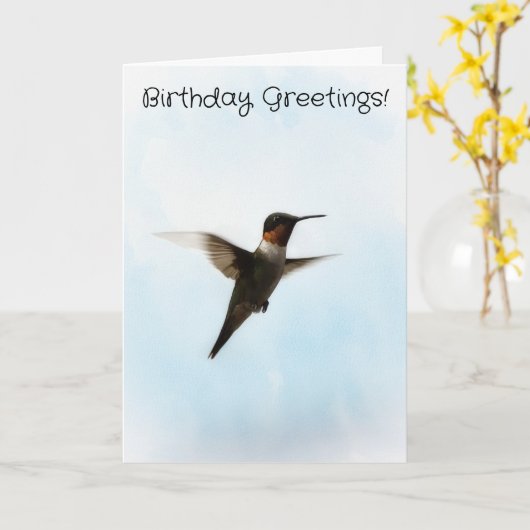 Hummingbird Bird Lover Birthday Card カード (黄色い花)