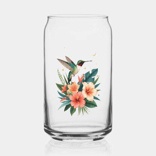Hummingbird Bloom Glass Tumbler ガラス缶 (正面)