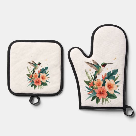 Hummingbird Bloom Kitchen Set 鍋つかみ&鍋敷きセット (正面)