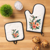 Hummingbird Bloom Kitchen Set 鍋つかみ&鍋敷きセット (トップダウン)