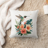 Hummingbird Bloom Throw Pillow クッション (ブランケット)