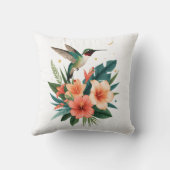 Hummingbird Bloom Throw Pillow クッション (裏面)