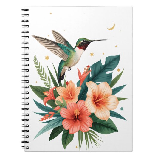 Hummingbird Bloom Tropical Botanical Notebook ノートブック (正面)