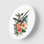 Hummingbird Bloom Tropical Wall Clock ラウンド壁時計 (傾斜)
