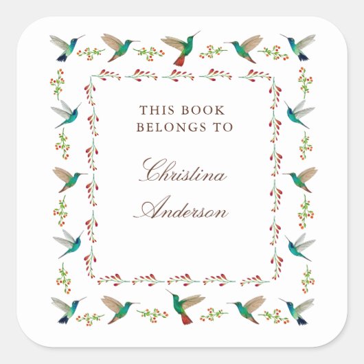 Hummingbird Bookplate スクエアシール (正面)