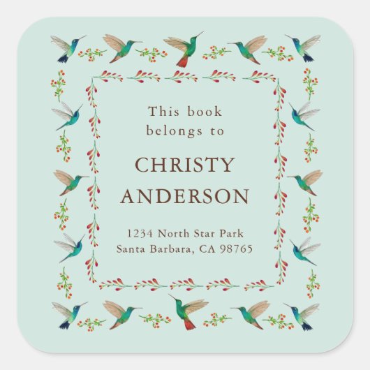 Hummingbird Bookplate スクエアシール (正面)