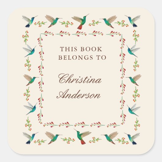 Hummingbird Bookplate スクエアシール (正面)